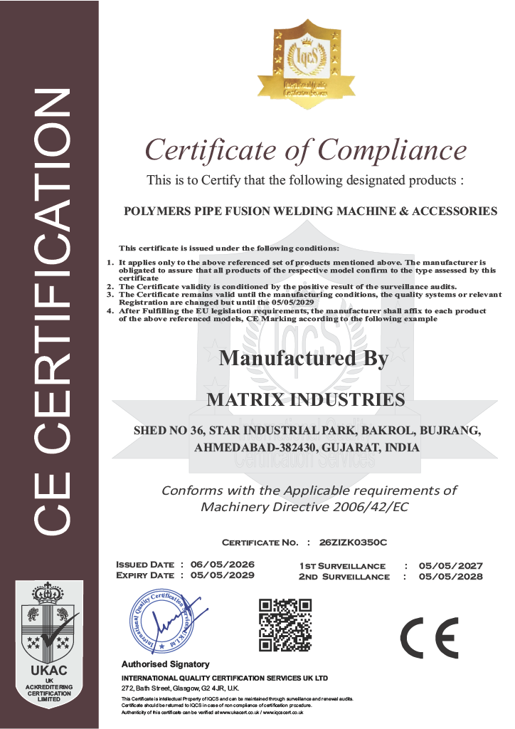 MATRIX INDUSTRIES FINAL certificate